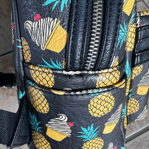 Disney Parks Loungefly Dole Whip Pineapple Swirl Mini Black Backpack Bag **Flaws main image 7